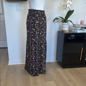 NWT Bobeau Black Floral Maxi Skirt S